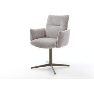 Drehstuhl Jova-Flex mit Armlehnen Cord Silbergrau Fußkreuz Effektfinish Titan 360° drehbar Taschenfederkern