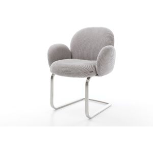 Freischwinger Nube-Flex mit Armlehnen Cord Silbergrau Freischwinger flach Edelstahl Taschenfederkern