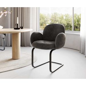 Freischwinger Nube-Flex mit Armlehnen Mikrofaser Anthrazit Vintage Freischwinger flach Schwarz Taschenfederkern
