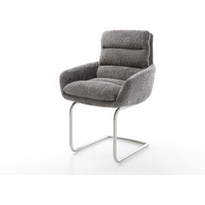 Freischwinger Abelia-Flex mit Armlehnen Bouclé Grau Freischwinger rund Edelstahl