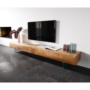 Lowboard New Live-Edge 240 cm Akazie Natur 4 Schubladen Glasfuß