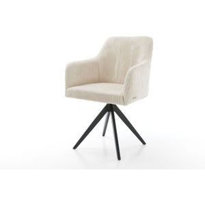 Esszimmerstuhl Greg-Flex Cord Beige Kreuzgestell kantig Schwarz Taschenfederkern