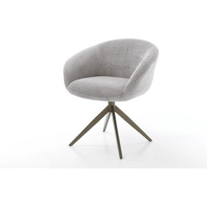 Drehstuhl Vinka-Flex mit Armlehnen Cord Silbergrau Kreuzgestell breit Effektfinish Titan 360° drehbar Taschenfederkern