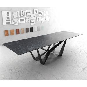 Esstisch Edge 300x100cm Keramik Laminam®Nero Greco Anthrazit Spider Flachstahl Schwarz