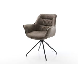 Esszimmerstuhl Kaira-Flex Mikrofaser Taupe Vintage Kreuzgestell konisch Schwarz