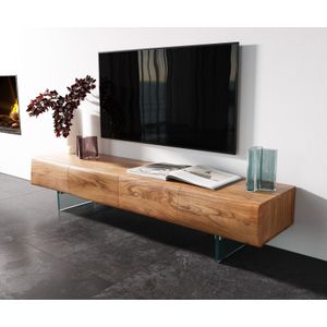Lowboard New Live-Edge 175 cm Akazie Natur 4 Türen Glasfuß