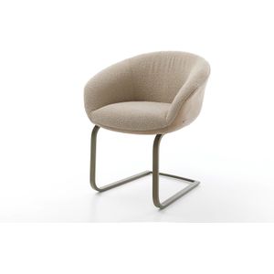 Freischwinger Vinka-Flex mit Armlehnen Materialmix Schlamm Freischwinger flach Effektfinish Titan Taschenfederkern
