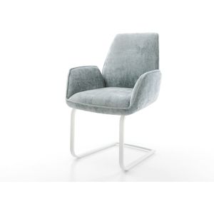 Freischwinger Zoa-Flex Chenille Pastellblau Freischwinger flach Weiß Taschenfederkern