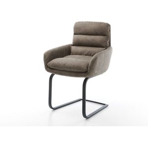 Freischwinger Abelia-Flex mit Armlehnen Mikrofaser Taupe Vintage Freischwinger flach Schwarz