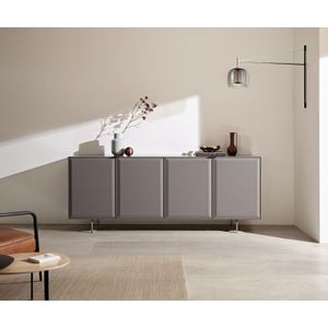 Sideboard Marellia 200 cm Grau 4 Türen Winkelfuß Edelstahl