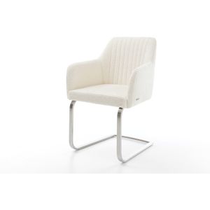 Freischwinger Greg-Flex Bouclé Weiß Freischwinger flach Edelstahl Taschenfederkern