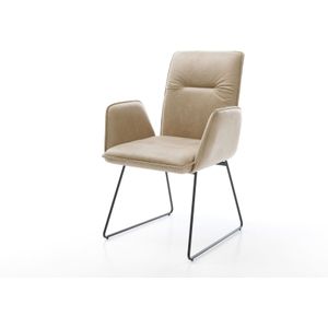 Esszimmerstuhl Vinja-Flex Mikrofaser Beige Vintage Kufengestell Schwarz