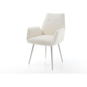 Esszimmerstuhl Zoa-Flex Bouclé Weiß 4-Fuß konisch Edelstahl Taschenfederkern