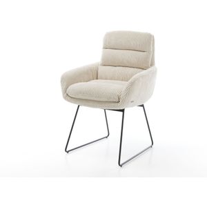 Esszimmerstuhl Abelia-Flex mit Armlehnen Cord Beige Kufengestell Schwarz