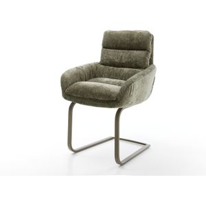 Freischwinger Abelia-Flex mit Armlehnen Chenille Olive Freischwinger flach Effektfinish Titan