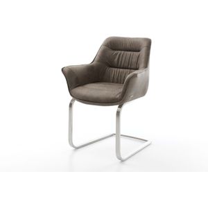 Freischwinger Kaira-Flex Mikrofaser Taupe Vintage Freischwinger flach Edelstahl