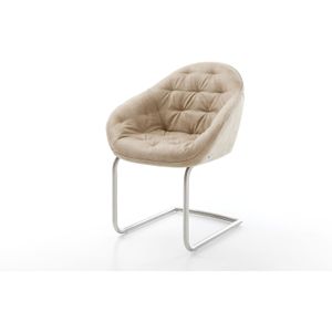 Freischwinger Gaio-Flex Mikrofaser Beige Vintage Freischwinger rund Edelstahl