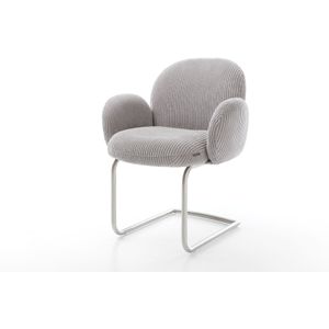 Freischwinger Nube-Flex mit Armlehnen Cord Silbergrau Freischwinger rund Edelstahl Taschenfederkern