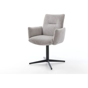 Drehstuhl Jova-Flex mit Armlehnen Cord Silbergrau Fußkreuz Schwarz 360° drehbar Taschenfederkern