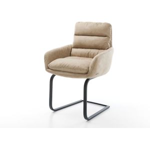 Freischwinger Abelia-Flex mit Armlehnen Mikrofaser Beige Vintage Freischwinger flach Schwarz