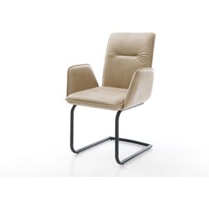 Freischwinger Vinja-Flex Mikrofaser Beige Vintage Freischwinger rund Schwarz