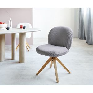 Drehstuhl Nube-Flex Cord Silbergrau Holzgestell kantig Natur 180° drehbar Taschenfederkern