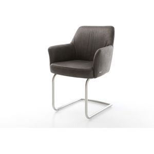 Freischwinger Xana-Flex mit Armlehnen Mikrofaser Anthrazit Vintage Freischwinger rund Edelstahl Taschenfederkern