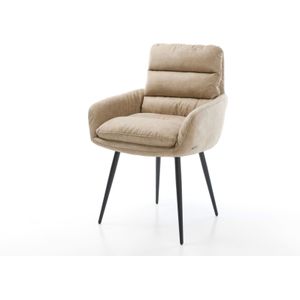 Esszimmerstuhl Abelia-Flex mit Armlehnen Mikrofaser Beige Vintage 4-Fuß konisch Schwarz
