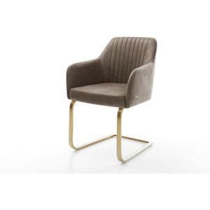 Freischwinger Greg-Flex Mikrofaser Taupe Vintage Freischwinger flach Gold Taschenfederkern