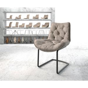 Freischwinger Taimi-Flex Mikrofaser Taupe Vintage Freischwinger rund Schwarz