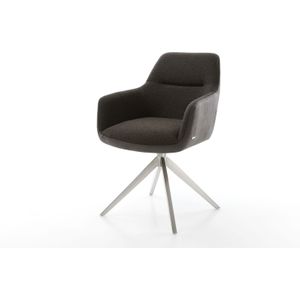 Drehstuhl Pejo-Flex Materialmix Schwarz Kreuzgestell breit Edelstahl 360° drehbar Wippfunktion Taschenfederkern