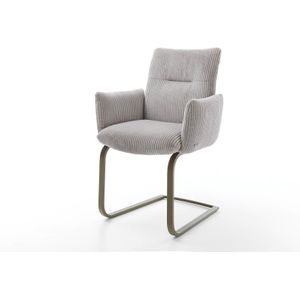 Freischwinger Jova-Flex mit Armlehnen Cord Silbergrau Freischwinger flach Effektfinish Titan Taschenfederkern