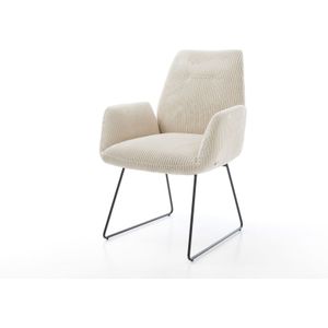 Esszimmerstuhl Zoa-Flex Cord Beige Kufengestell Schwarz Taschenfederkern