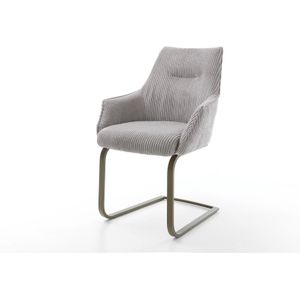 Freischwinger Alja-Flex mit Armlehnen Cord Silbergrau Freischwinger flach Effektfinish Titan Taschenfederkern