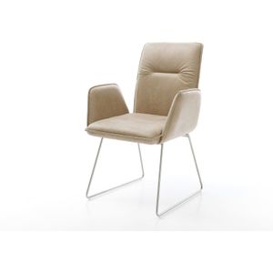 Esszimmerstuhl Vinja-Flex Mikrofaser Beige Vintage Kufengestell Edelstahl
