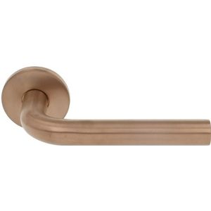 Deurklink BASIC LBIII-19 op ronde rozet PVD mat brons