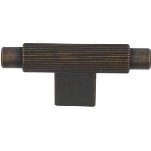 T-knop geribbeld 70 mm brons antiek