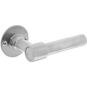 Intersteel enkele deurklink L-model recht + ronde platte rozet 50x2mm rvs