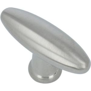 Knop ovaal, messing matnikkel, 45 mm