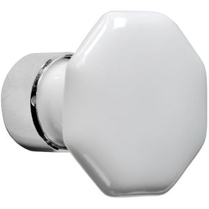 Meubelknop Octo porselein 34mm wit/glans nikkel