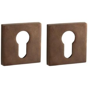 Set van twee PC-Plaatjes Bauhaus verdekt messing antiek brons