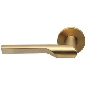 Enkele deurkruk RIVIO by Gensler GL101-G op rozet links pvd mat goud