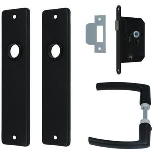 DX Set binnendeurbeslag deurklink op blind schild zwart