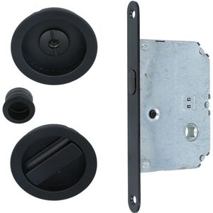 Slotset voor schuifdeur rond mat zwart