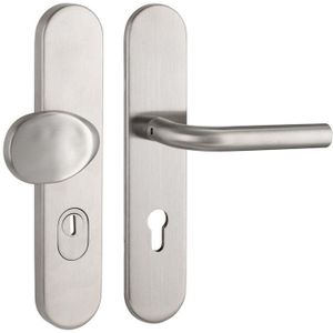 SKG3 PC92 knop/kruk L op ovaal schild TOP + kerntrekbeveiliging rvs