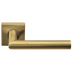 Deurklink BASICS LBII-19BSQR53 op geveerd rozet PVD mat goud