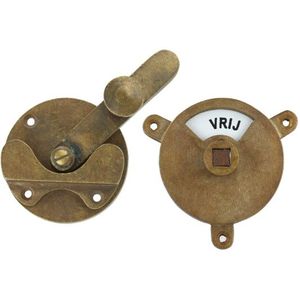 WC-deursluiting, hefboom brons antiek (vrij/bezet)