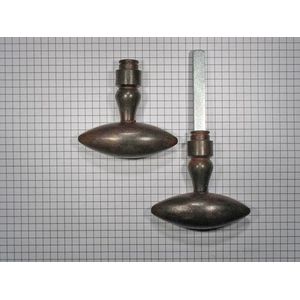 Set deurklinken ijzer geroest ovaal (puntig) 70 x 25 mm