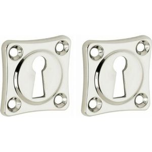 Set van twee sleutelplaatjes vierkant 38 mm glans nikkel