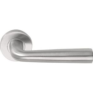 Deurklink BASICS LBX op ronde rozet mat rvs